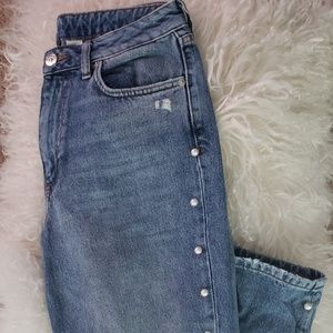 Straight Fit Jeans with pearl accent, size 8